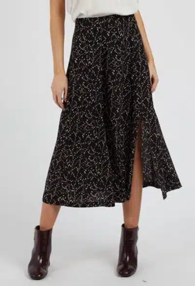 Ψηλόμεση φλοράλ φούστα με άνοιγμα στο πλάι