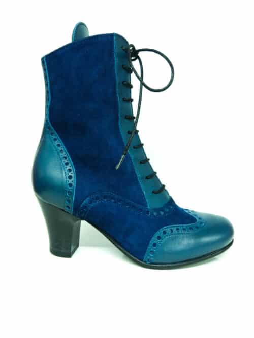 Γυναικείες μπλε δερμάτινες Oxford μπότες