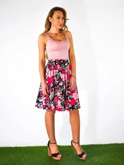 Midi Pink Blossom Skirt