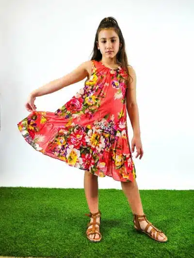 Παιδικό Φόρεμα Φλοράλ, Σομόν