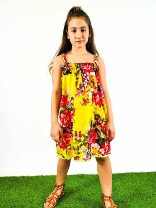 Παιδικό Φόρεμα Φλοράλ, Κίτρινο