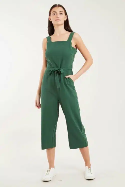 Strappy Cropped Jumpsuit Green