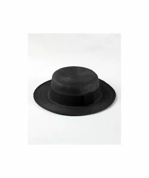 Ψάθινο Καπέλο με Φαρδιά Κορδέλα Μαύρο
