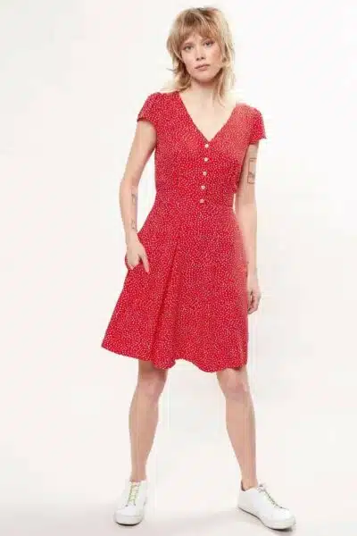 Mini Πουά Φόρεμα, Κόκκινο