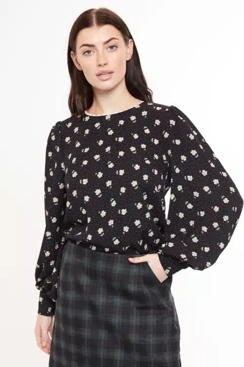 Γυναικεία φλοράλ μπλούζα με τύπωμα ανεμώνες