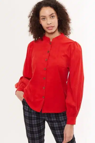 Γυναικεία μπλούζα σε λεπτό κοτλέ Κόκκινη