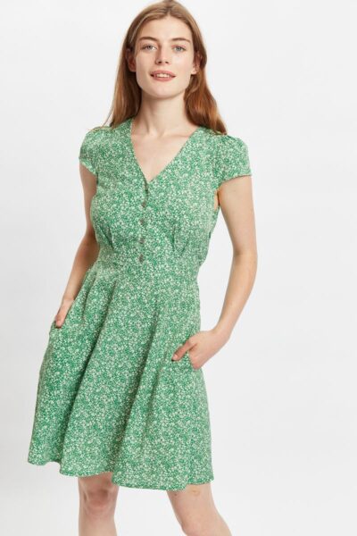 Mini Φλοράλ Φόρεμα, Πράσινο