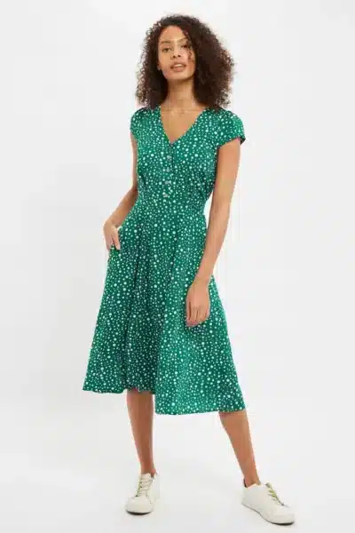 Midi Φόρεμα με Τσέπες, Πράσινο