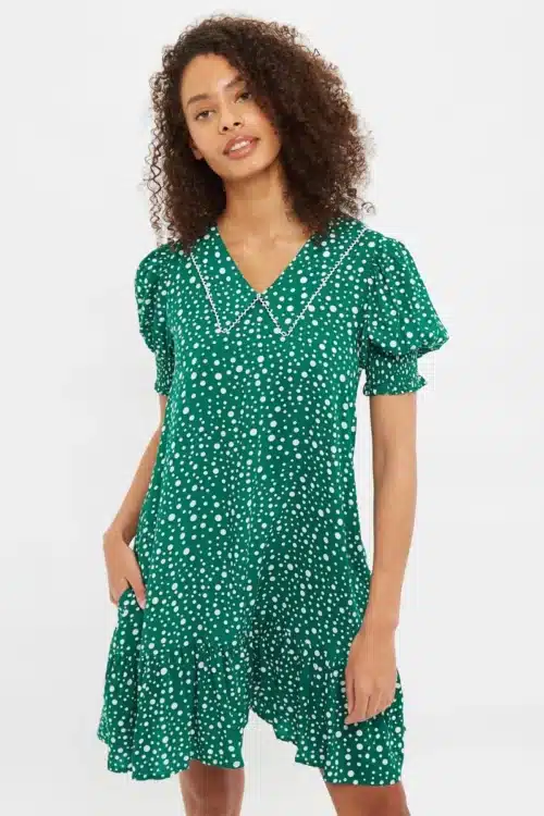 Mini Ριχτό Φόρεμα, Πράσινο
