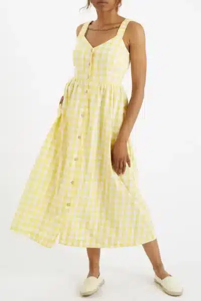 Καλοκαιρινό Φόρεμα Picnic Καρό, Κίτρινο