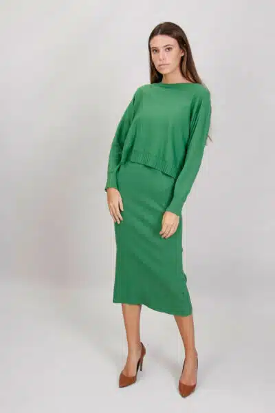 Πλεκτό Φόρεμα Δύο Τεμαχίων, Πράσινο