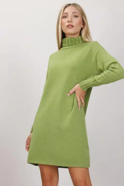 Mini Πλεκτό Φόρεμα, Πράσινο