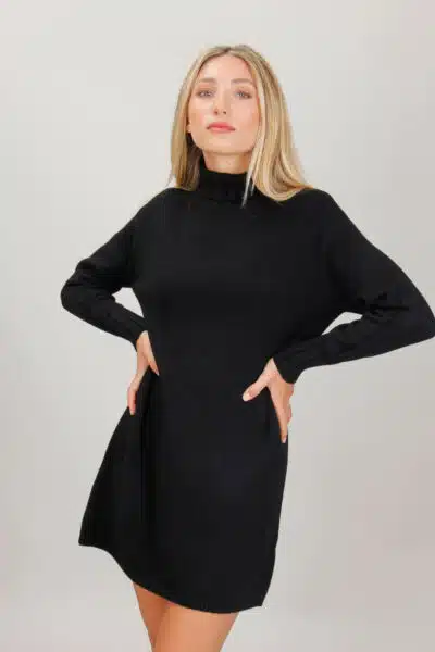 Mini Πλεκτό Φόρεμα, Μαύρο