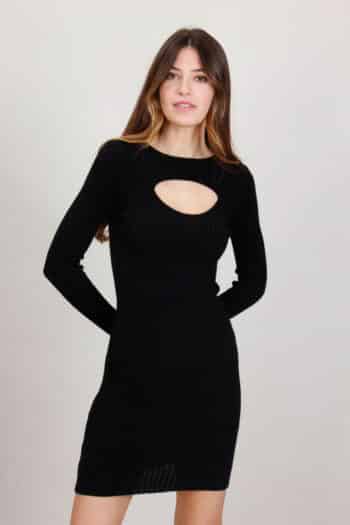 Mini Cut Out Πλεκτό Φόρεμα, Μαύρο