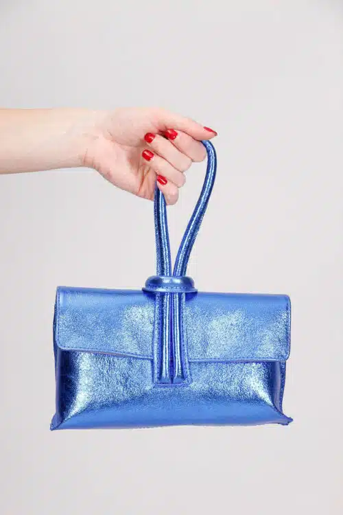 Γυναικεία Δερμάτινη Τσάντα Φάκελος-Χιαστί, Μπλε