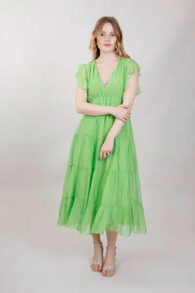 Μεταξωτό Cocktail Φόρεμα, Πράσινο
