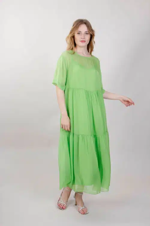 Μεταξωτό Ριχτό Φόρεμα, Πράσινο
