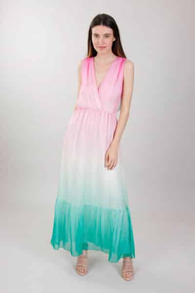 Χρωματιστό Μεταξωτό Φόρεμα, Φούξια