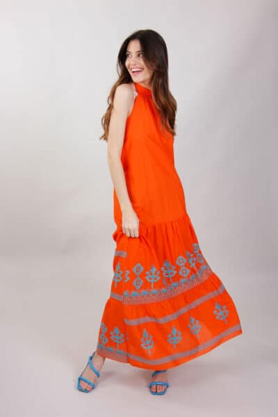 Maxi Φόρεμα Έθνικ, Πορτοκαλί