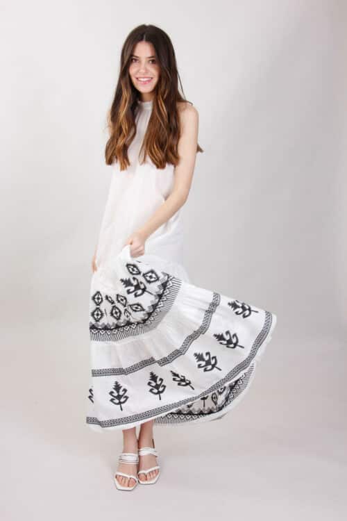 Maxi Φόρεμα Έθνικ, Λευκό