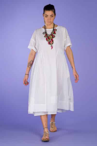 Φόρεμα Σετ 2 Τεμαχίων, με πατς Δαντέλας, Λευκό