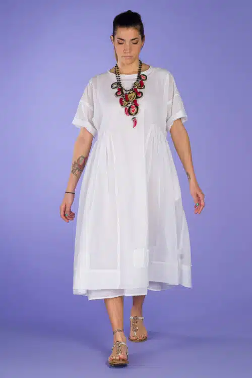 Φόρεμα Σετ 2 Τεμαχίων, με πατς Δαντέλας, Λευκό