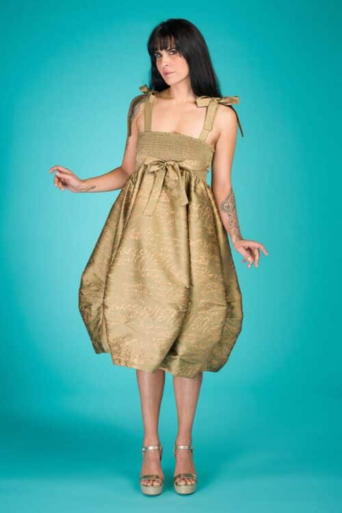 Φόρεμα-Φούστα με Χρυσό Μοτίβο, Χρώμα της Άμμου