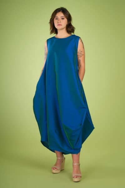 Maxi Φόρεμα Ταφτάς, Μπλε